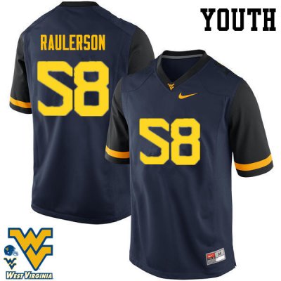 Youth West Virginia Mountaineers NCAA #58 Ray Raulerson Navy Authentic Nike Stitched College Football Jersey YE15Z63BY